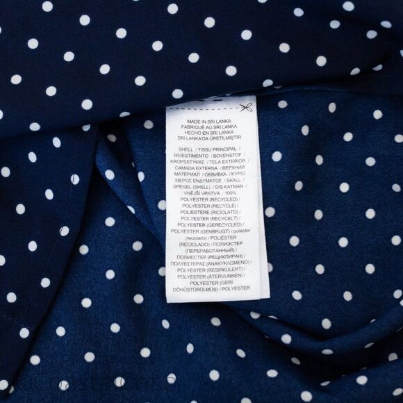 Lauren Ralph Lauren Silky Button Up Navy Polka Dots XXL Luxury Officewear Preppy - Picture 9 of 14